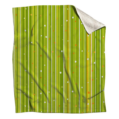 Green Stripes Fleece Throw Blanket - Pattern Throws for Sofas or Beds