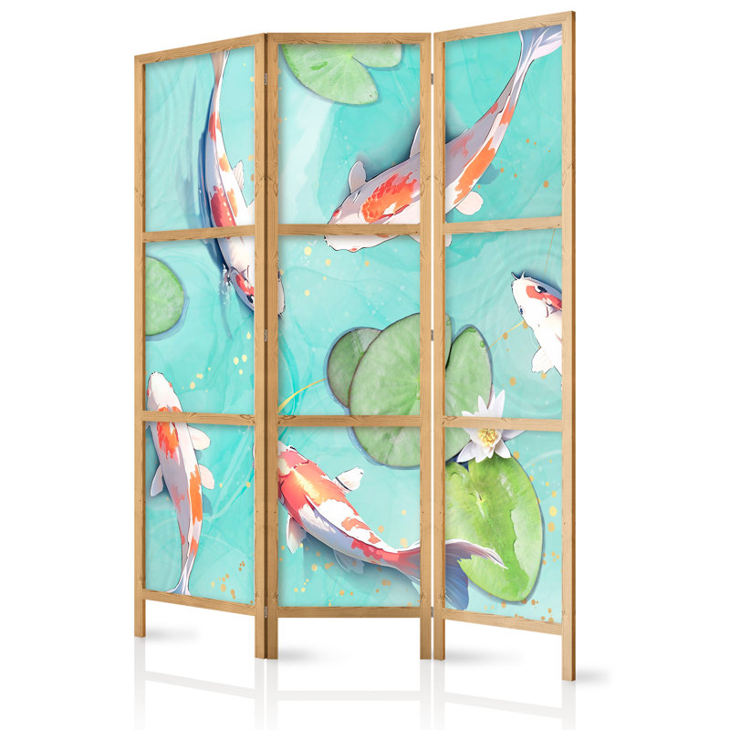 171cm H Solid Wood Folding Room Divider, 171cm H x 135cm W x 1.2cm D, 3