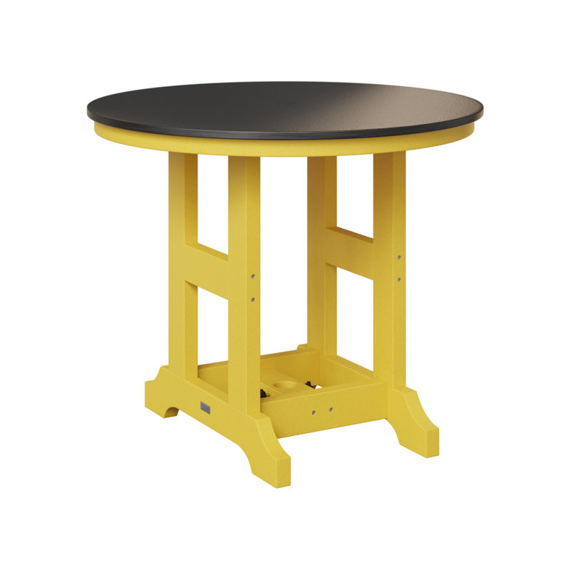 Table de bar ronde berlinoise 38 po Berlin, H 39,5 po x l 38 po x P 38 po, Jaune soleil levant, Noir martelé