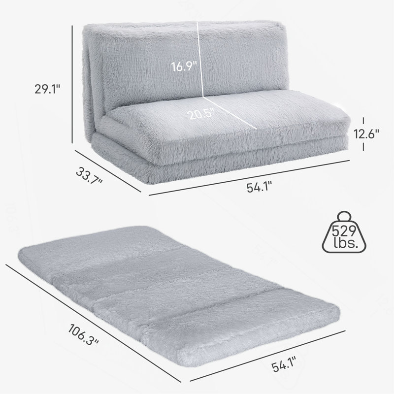 Canapé-lit Bean Bag, Gris clair