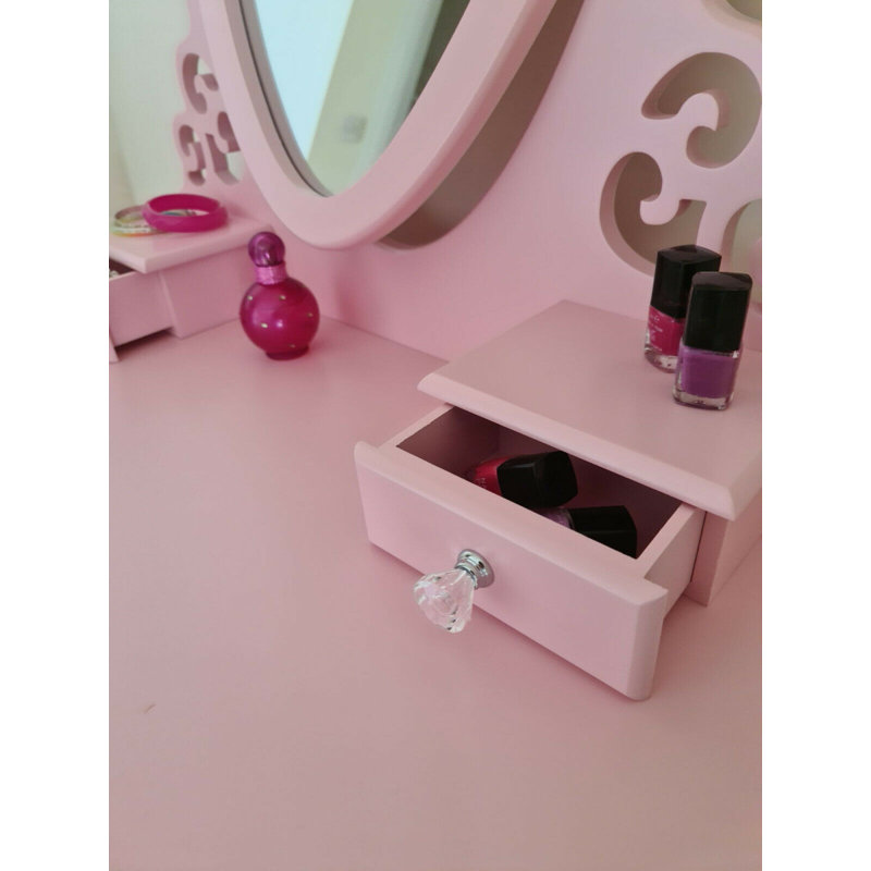Brenda Dressing Table with Mirror, Pink