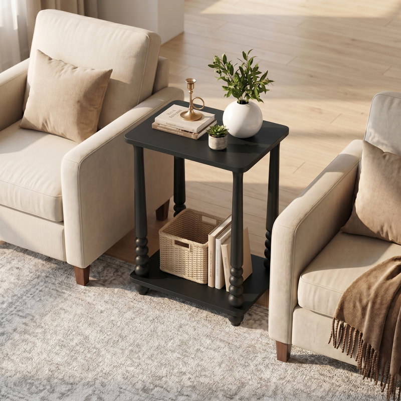 Rectangular End Table, Black