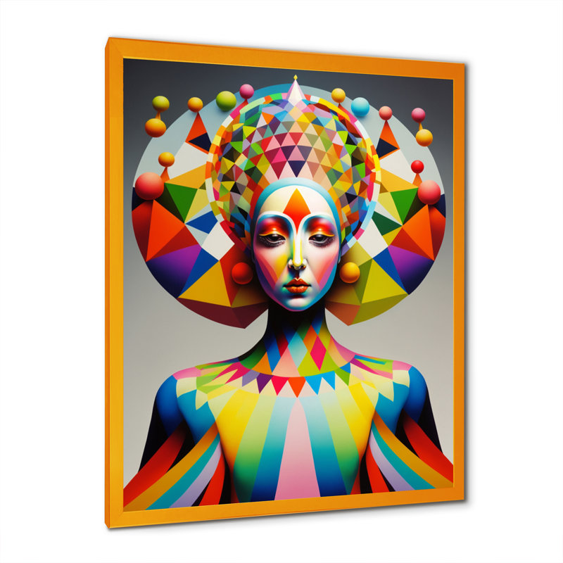 " Abstract Rainbow Portrait VI ", 44" H x 34" W x 1.5" D, Gold Picture Framed
