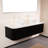 DINA 60" Bathroom Vanity&Sinks, Floating Curved Edges Striped Bathroom Storage Cabinet with 2 Drawers, 2 White Round Ceramic Basins&Carrara White Sintered Stone Countertop, Pre-assembled, Black Color -1270173929