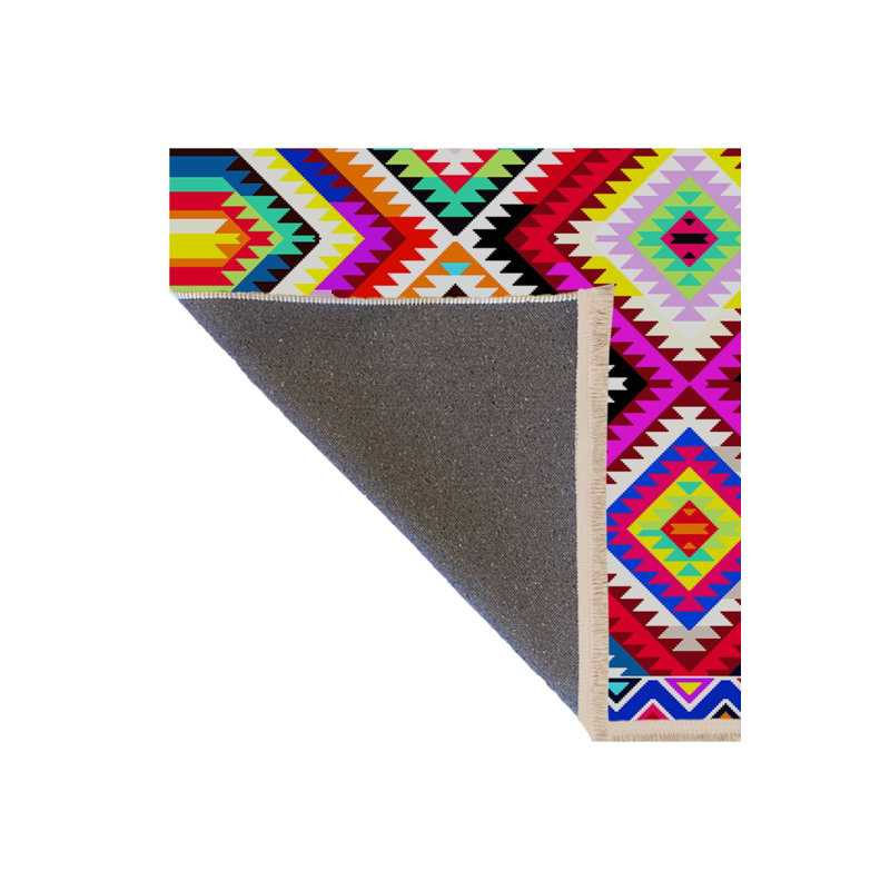 Tapis décoratif multicolore à motif géométrique diagonale lavable à la machine