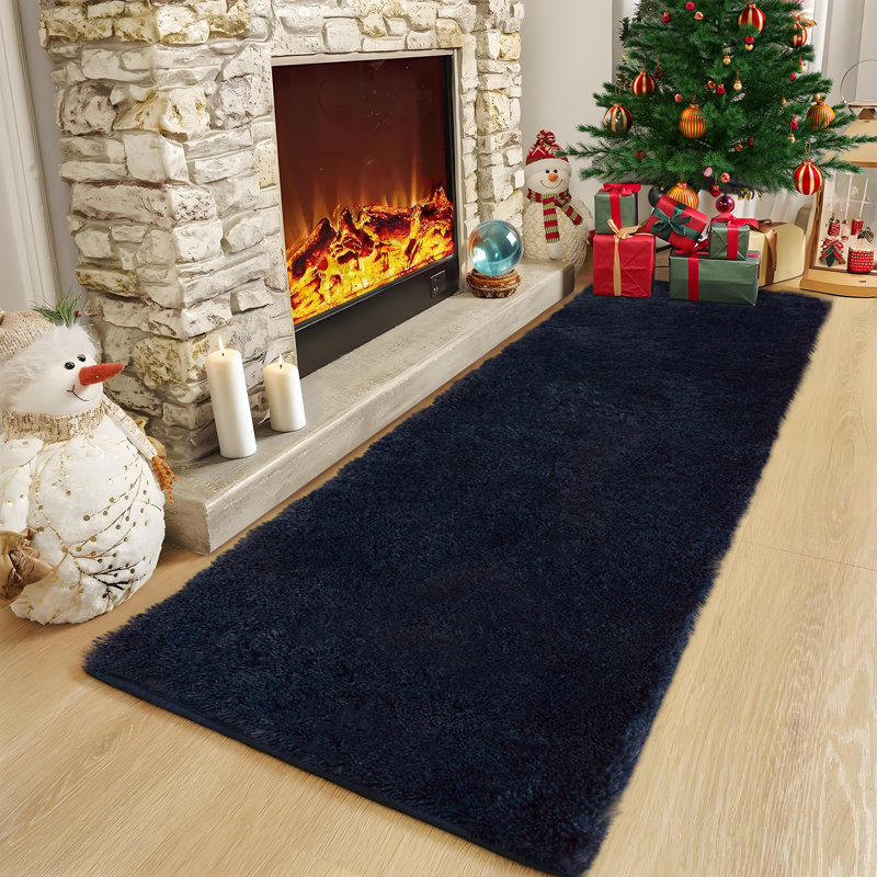Large Navy Blue Washable Shag Area Rugs Non-Slip Fluffy Shag Plush Fuzzy Shaggy Rug for Living Room, Bedroom, Home Decor