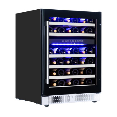 Luchar Wine Fridge 24 Inch, 46 Bottles Wine Refrigerator Cooler With Temperature Memory & Touchscreen Design, Double Uv Glass Door And Removable Shelv | Fridge.com