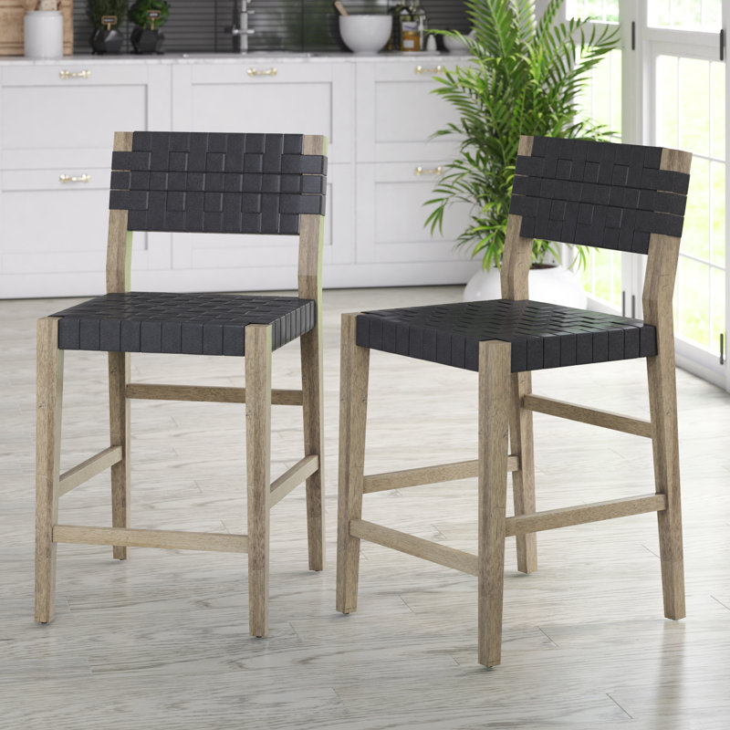 Roni Upholstered Counter Stool, Black