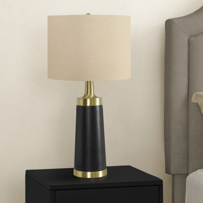 28"H, Table Lamp, Black Metal, Beige Shade, A Sleek Design And Modern Black Metal Base, Lighting, Table Lamp