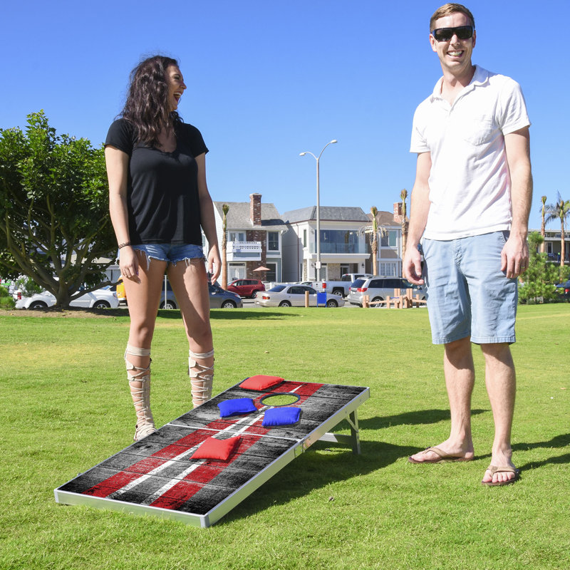 Ensemble de cornhole GoSports à conception rustique à DEL, taille réglementaire - L'ensemble comprend 2 planches réglables pliables, 8 sacs à billes et des règles
