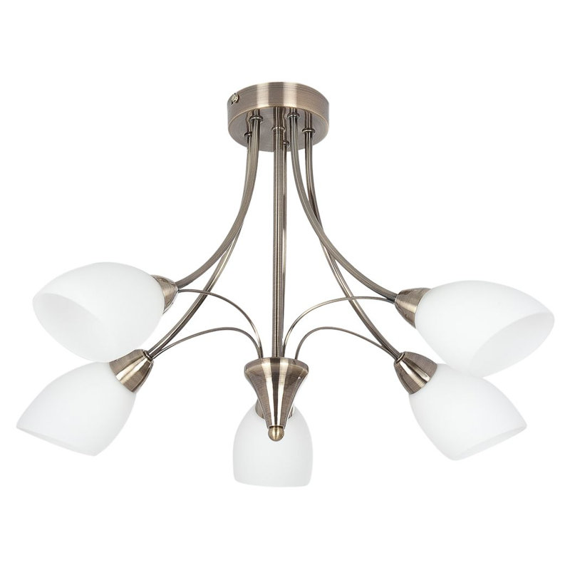 Northlake Glass Semi Flush Mount, Antique Brass