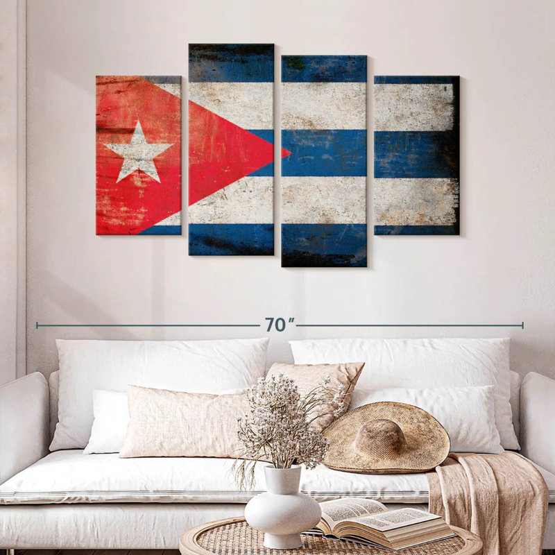 Drapeau cubain antique Borges, H 32 po x l 52 po