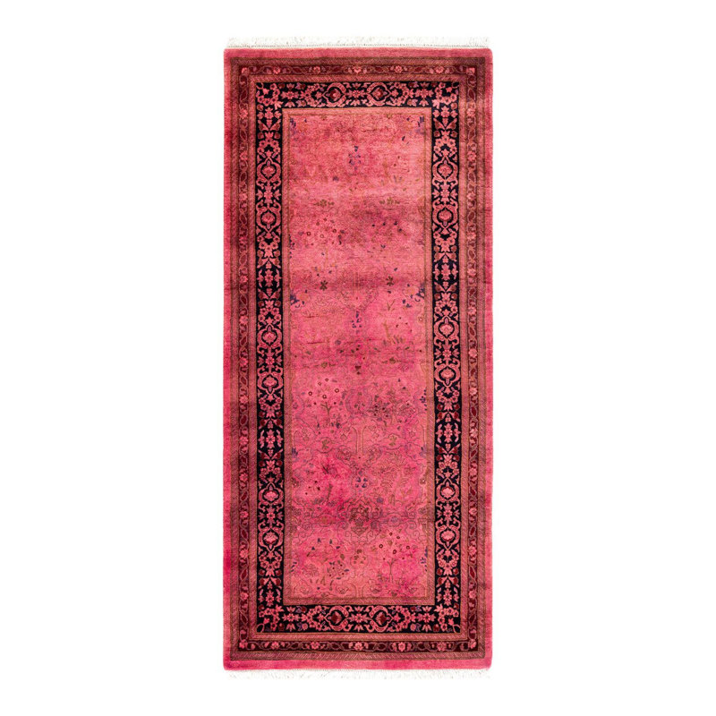 Tapis noué à la main Mazarine, unique en son genre - rose
