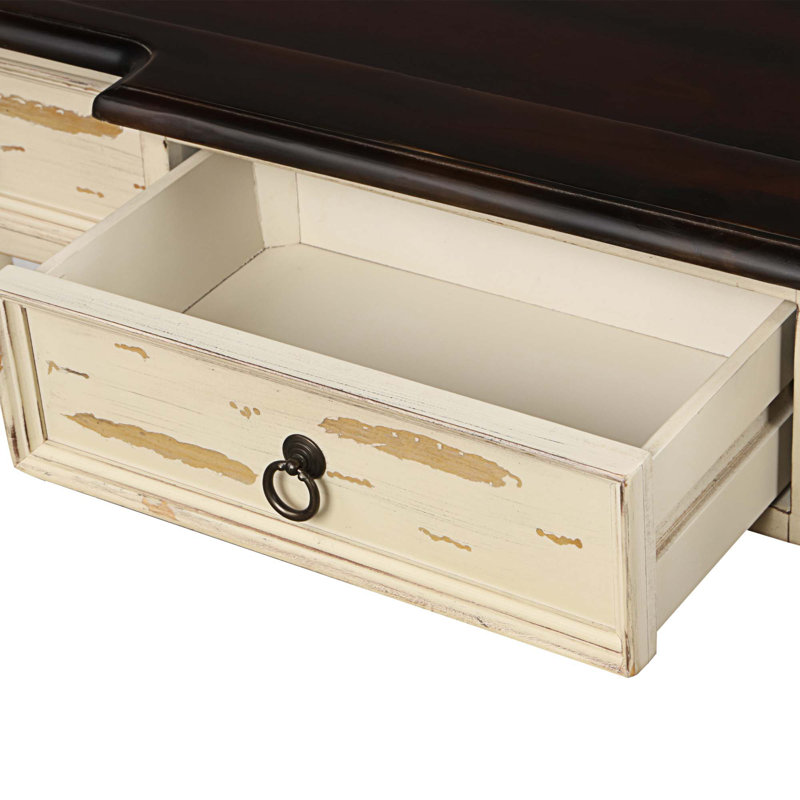 Canapé console Siddharth avec tiroirs pour hall d'entrée avec tiroirs et longue tablette, Beige