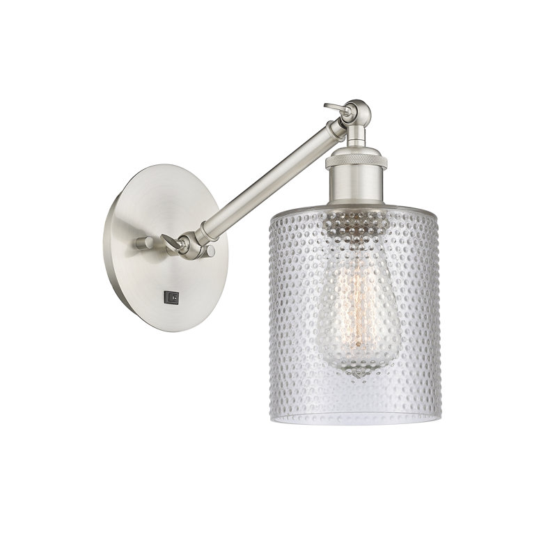 Shauna Armed Sconce, Incandescent, Clear, Brushed Satin Nickel