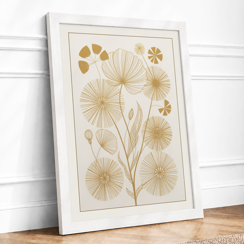 Golden Botanica Botanical - Framed Print, A4 - 29.7 x 21.0 cm, White