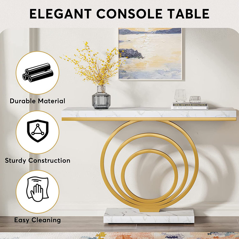 Kavalli 41.34"  Console Table Entryway Table, White/Gold