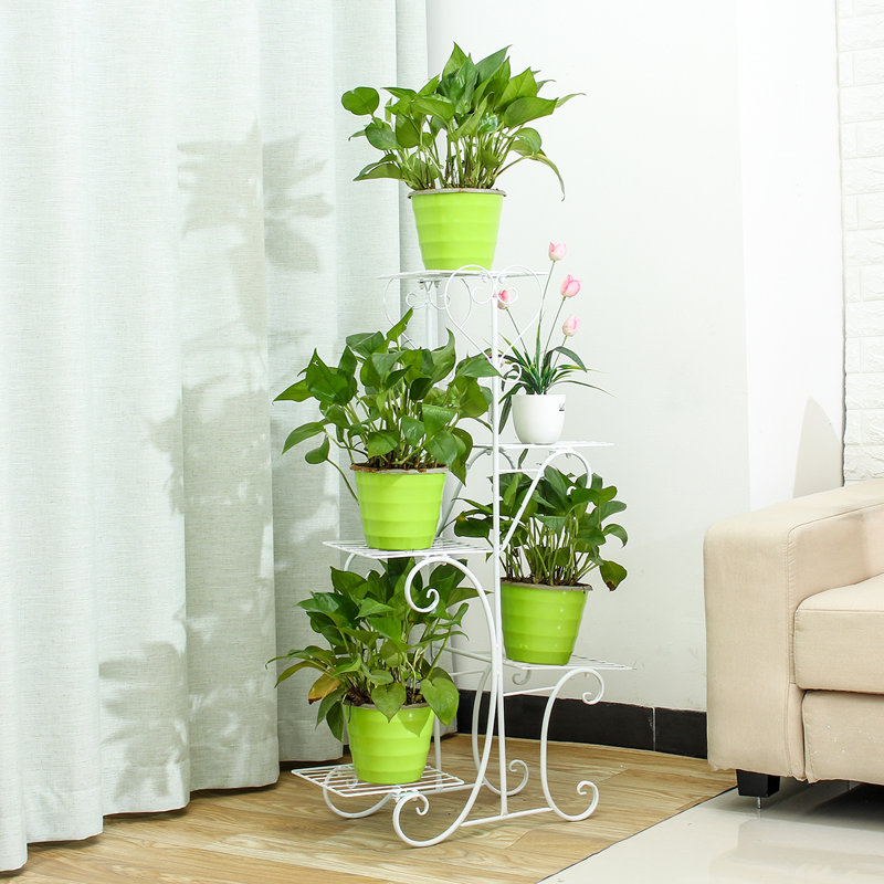Hershel Metal Weather Resistant Plant Stand, White