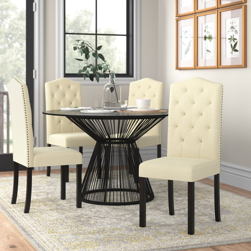 Chaise parsons capitonnée Kathie, Beige