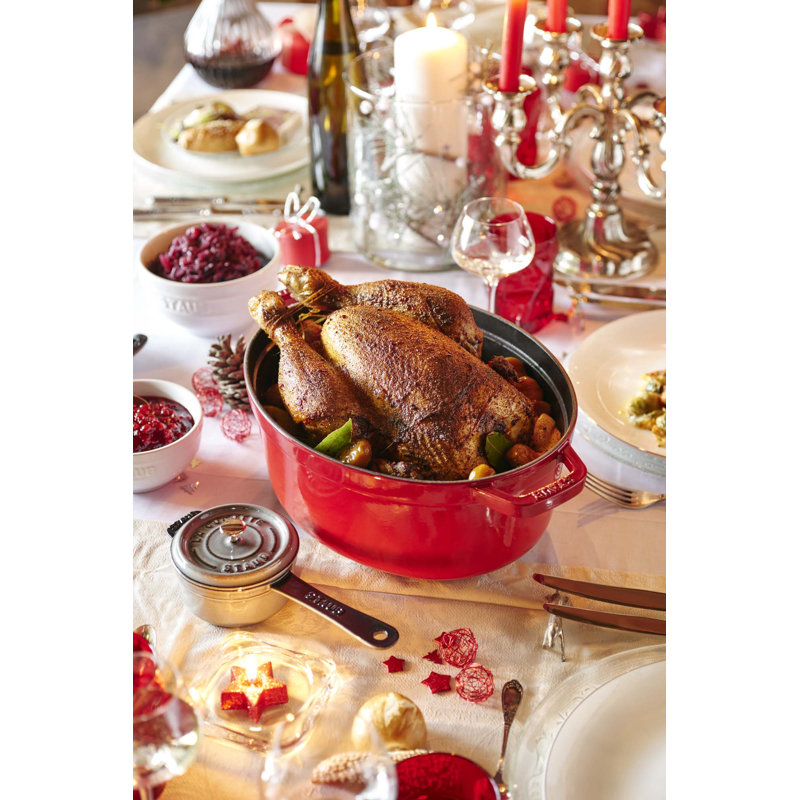 Staub Cast Iron Oval Cocotte, 5.75 qt, Cherry