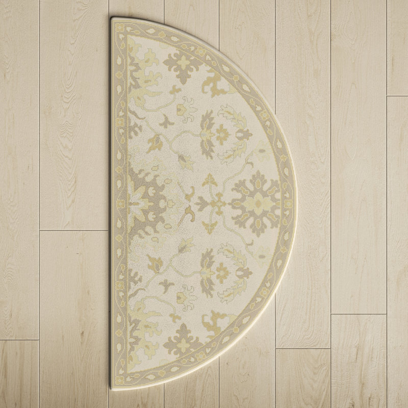 Arden Wool Floral Indoor Rug, Half Circle 2' x 4'