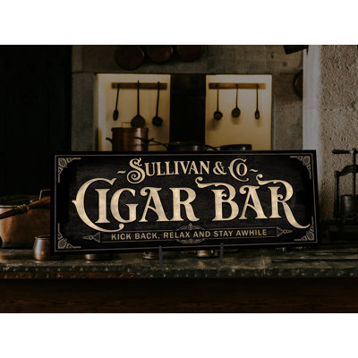 Cigar Bar Sign Family Name Personalized on Canvas