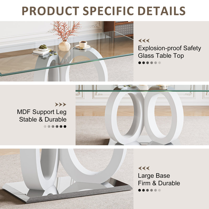 Glass Top Dining Table, White