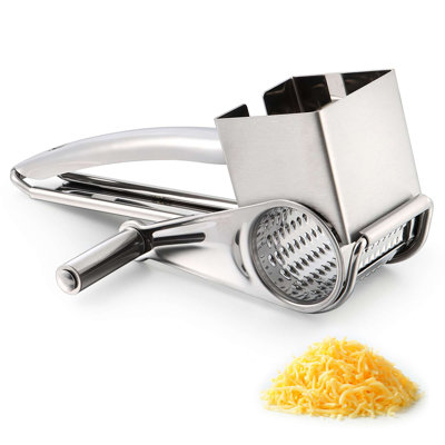 Manual Rotary Cheese Grater with 1 Stainless Steel Handheld Drums