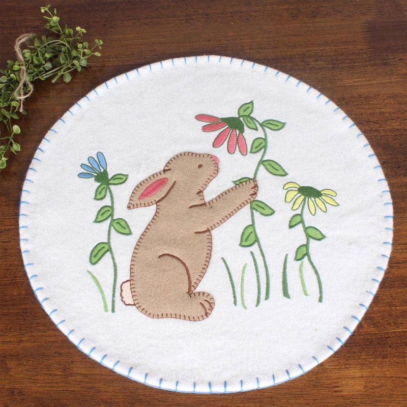 Tapis de bougie lapin et fleurs