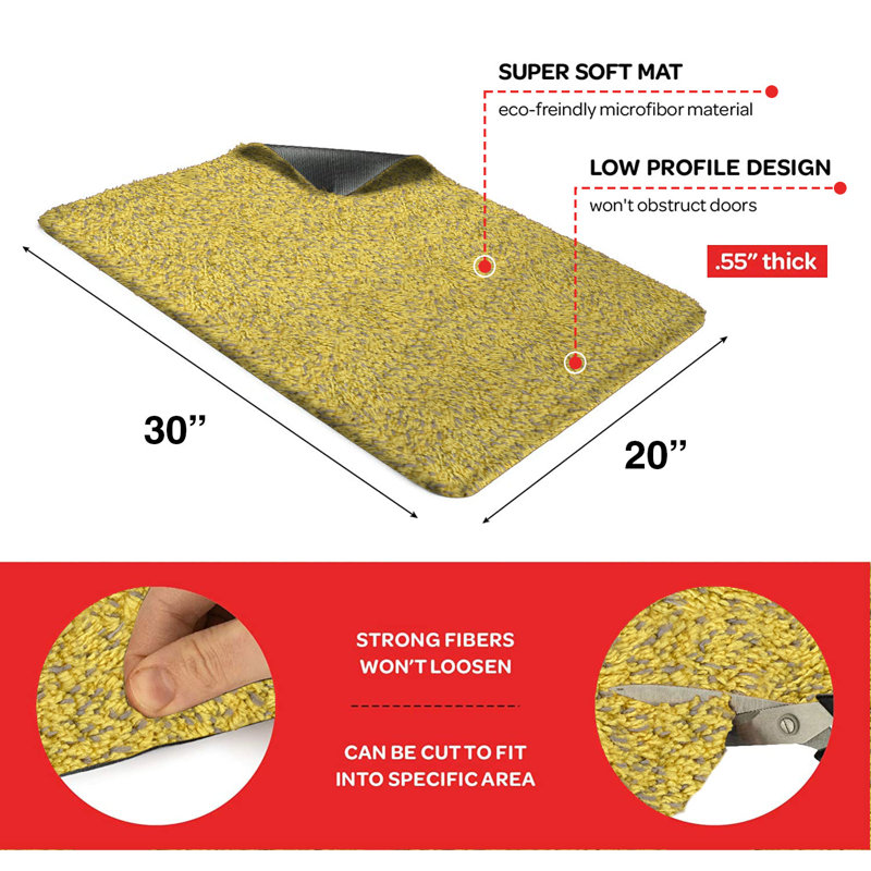 Non-Slip Doormat, Yellow, 20" W x 30" L