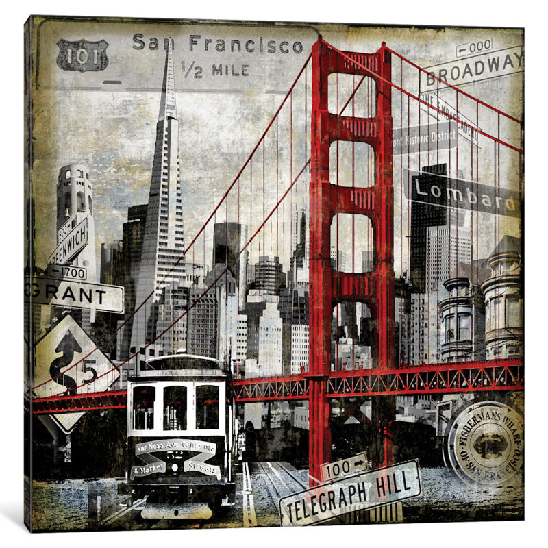 Repères San Francisco par Dylan Matthews - Estampe numérique sur toile tendue avec châssis, H 18 po x l 18 po x p 1,5 po