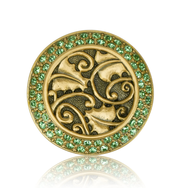 ROOKWOOD KNOB; ERINITE GREEN CRYSTAL, Gold