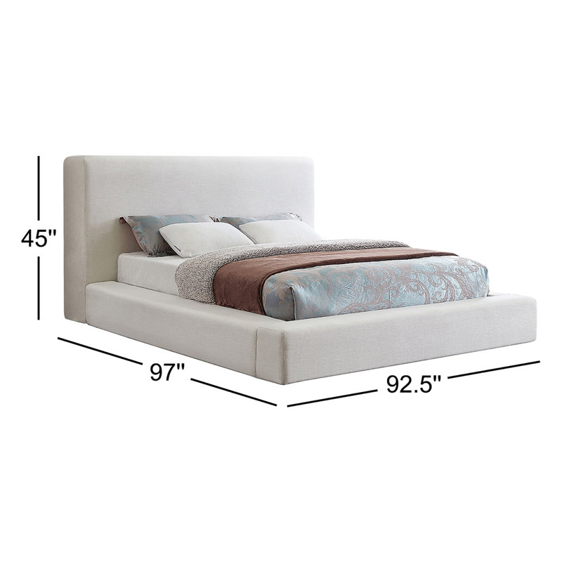 Ishia Upholstered Platform Bed, Cream Linen, King