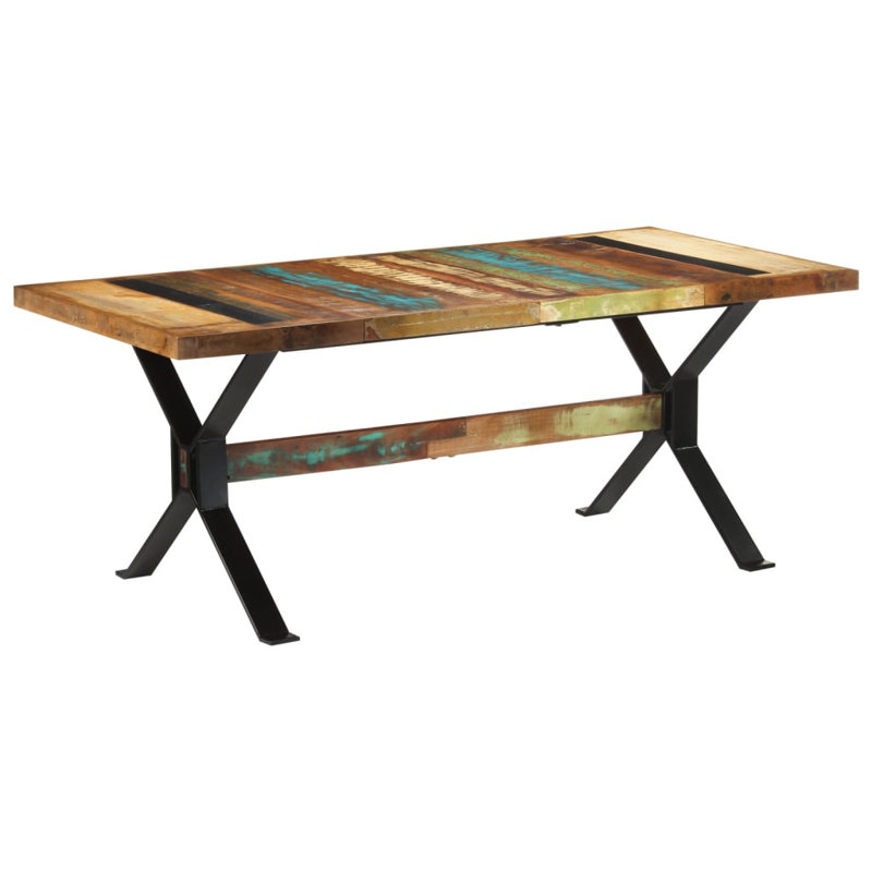 Solid Wood Top Metal Base Dining Table
