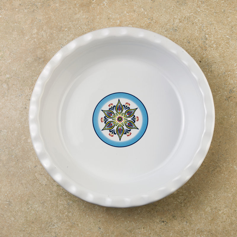 Euro Ceramica Zanzibar Stoneware Oven to Table 10.75" Pie Pan for Baking