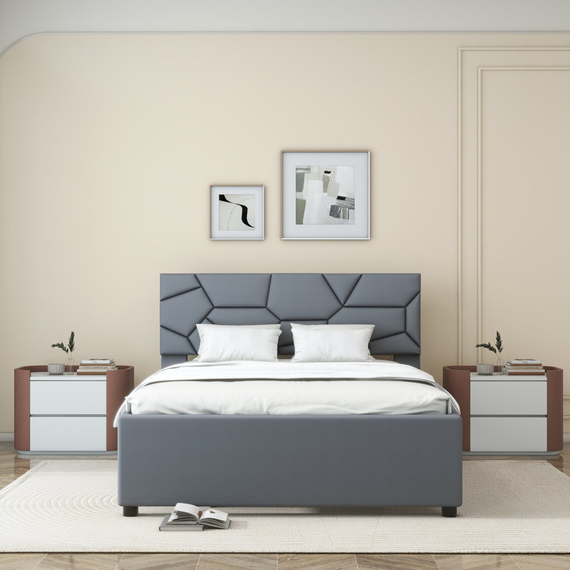 Lit tapissier Jaesa, Double, gris