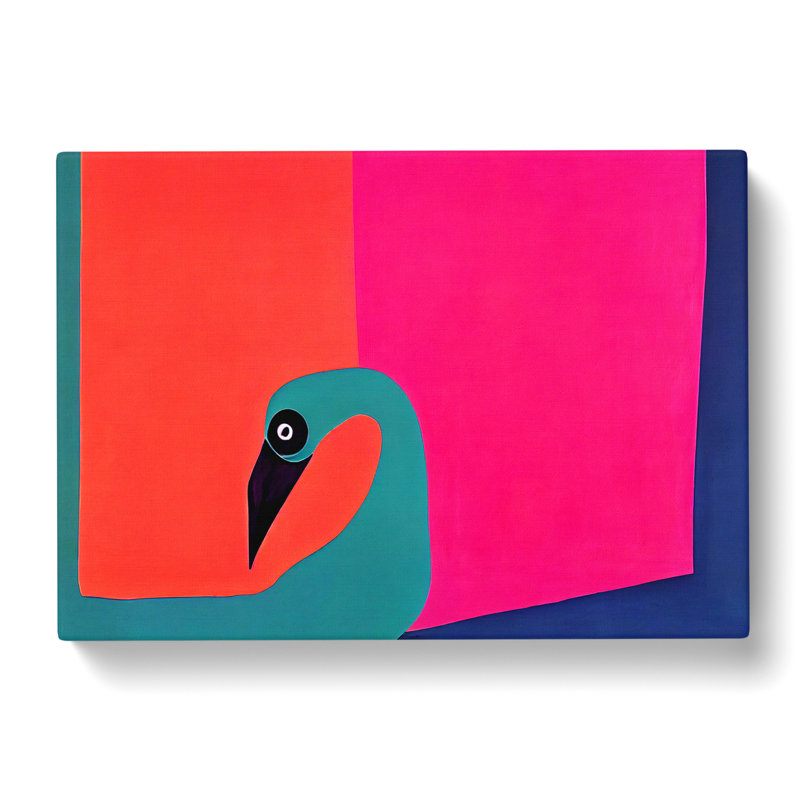 Modern Abstract Flamingo - Wrapped Canvas Print, 40cm H x 60cm W x 3cm D