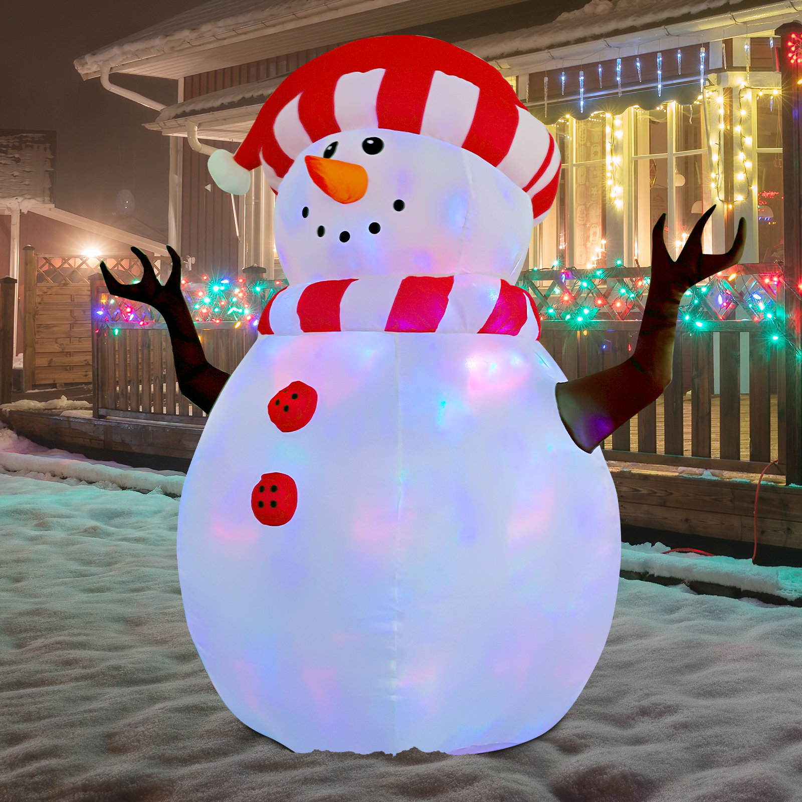GOOSH Bonhomme de neige gonflable de Noël avec chapeau de Noël et  Commentaires - Wayfair Canada