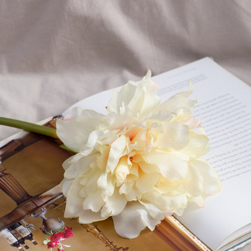 Pivoine 14 po Almost Real - blanc et rose, paquet de 4