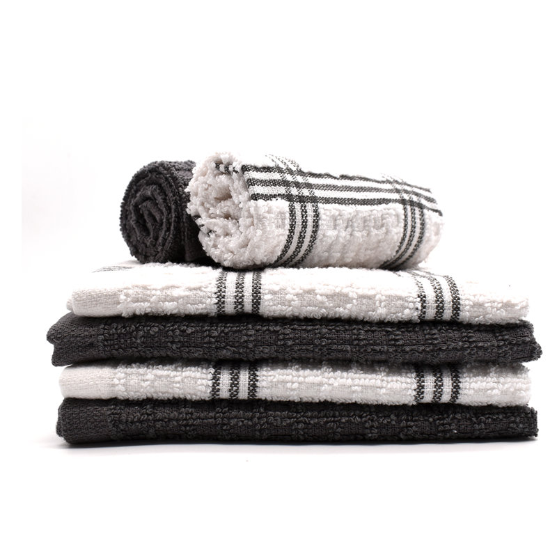 Cotton Stripe Waffle Dish Cloth Kitchen Towel, Grey