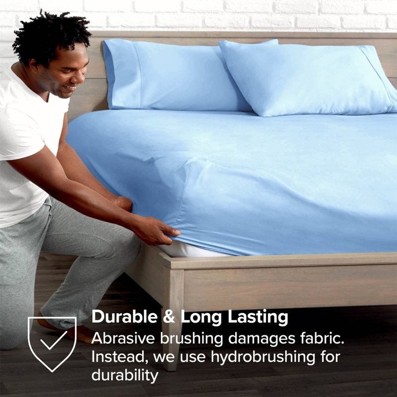 Deep Pocket Microfiber Brushed Fitted Sheet, Double (4'6), Blue