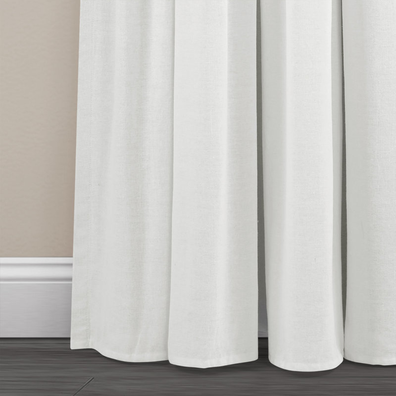 Linen Button Cotton Blend Blackout Curtain Single Panel, Dark Gray