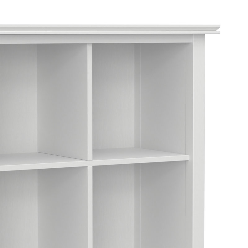 Bibliothèque transitionnelle en bois massif à 45 cubes Artisan H 45 "avec tablettes fixes et pieds fuselés, Blanc