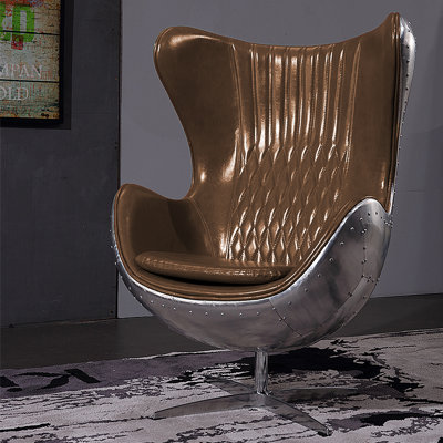 Faux Leather Swivel Wingback Chair