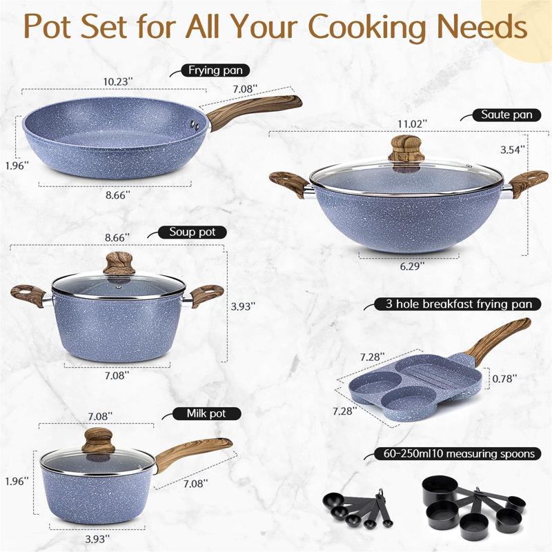 Quinnton 19 - Piece Aluminum Cookware Set