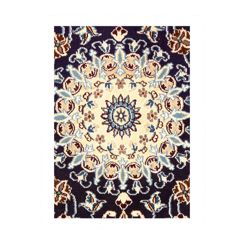 Tapis unique en laine de couleur agneau bleu marine 5 pi x 3 pi Idelisa
