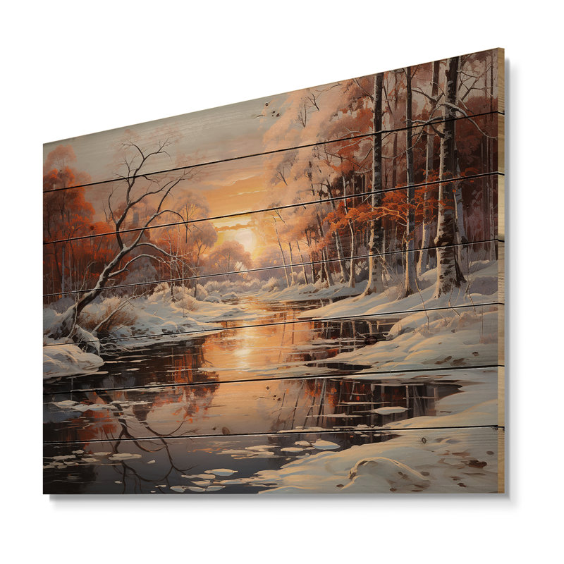 «Frozen Wilderness Winter Landscape III», reproduction sur bois, H 24 po x l 32 po x P 0,78 po