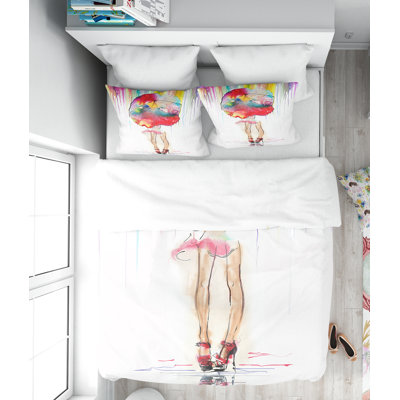 Ensemble de housse de couette Designart Girl with Umbrella
