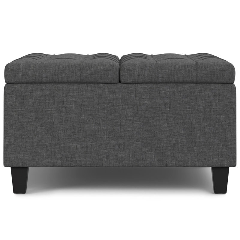 Harrison Small Square Coffee Table Storage Ottoman, 16.5" H x 30" L x 30" W, Gray