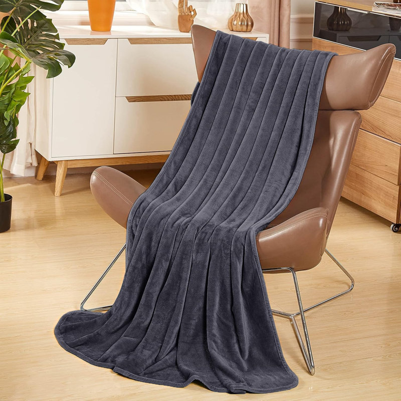 Abiram Plain Weave / Muslin Throw Blanket, 200cm x 150cm, Grey